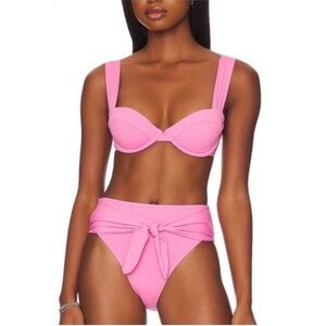 WeWoreWhat Pink Bikini top and bottom — size M